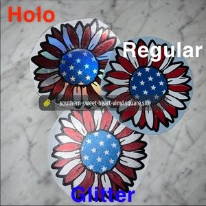 Red white and blue flag sunflower decals
